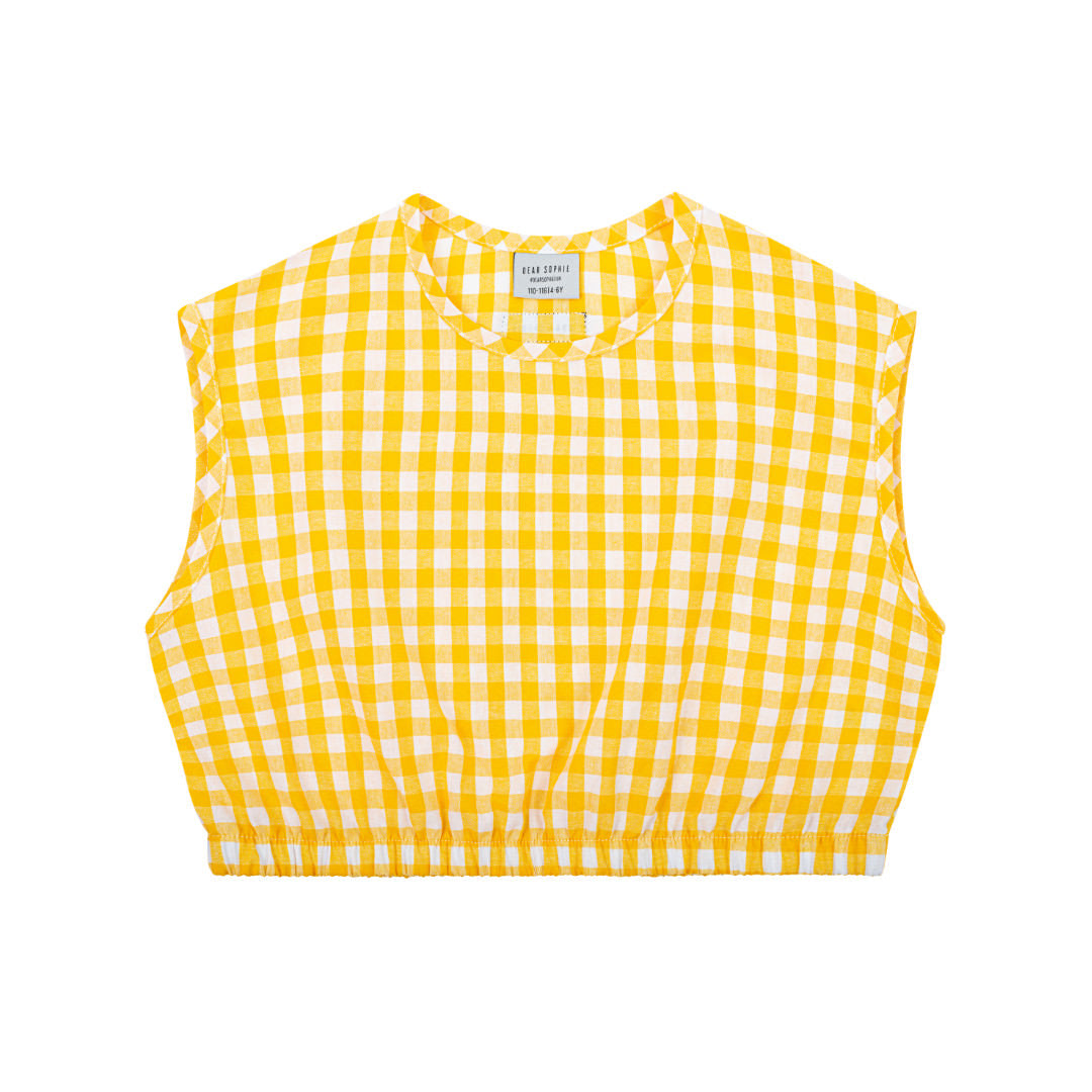 Dear Sophie Checkered Yellow Crop Top