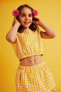 Dear Sophie Checkered Yellow Crop Top