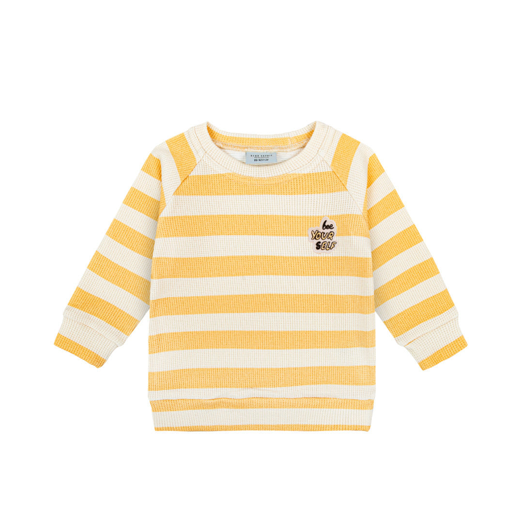 Dear Sophie Bee Striped Waffle Long Sleeve Top