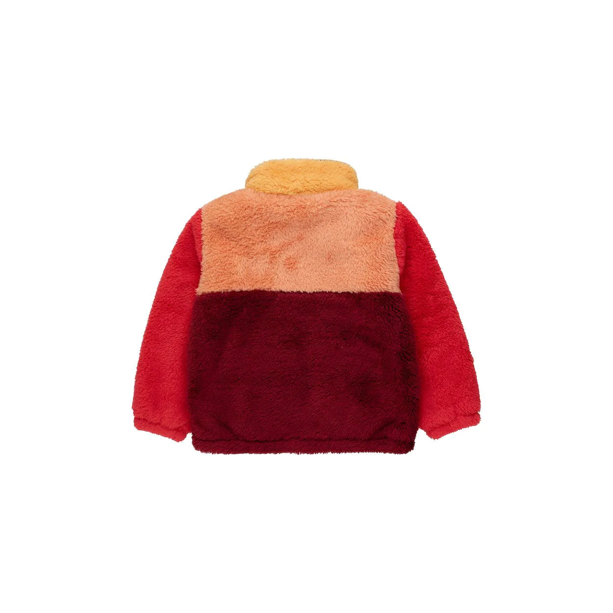 Tinycottons Colour Block Sherpa Jacket in Deep Red/Peach