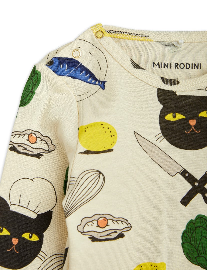 Mini Rodini Chef Cat Long Sleeve Bodysuit