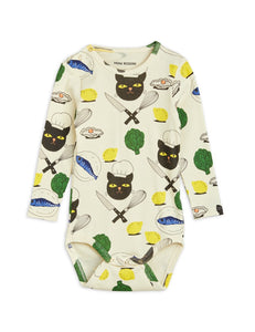 Mini Rodini Chef Cat Long Sleeve Bodysuit