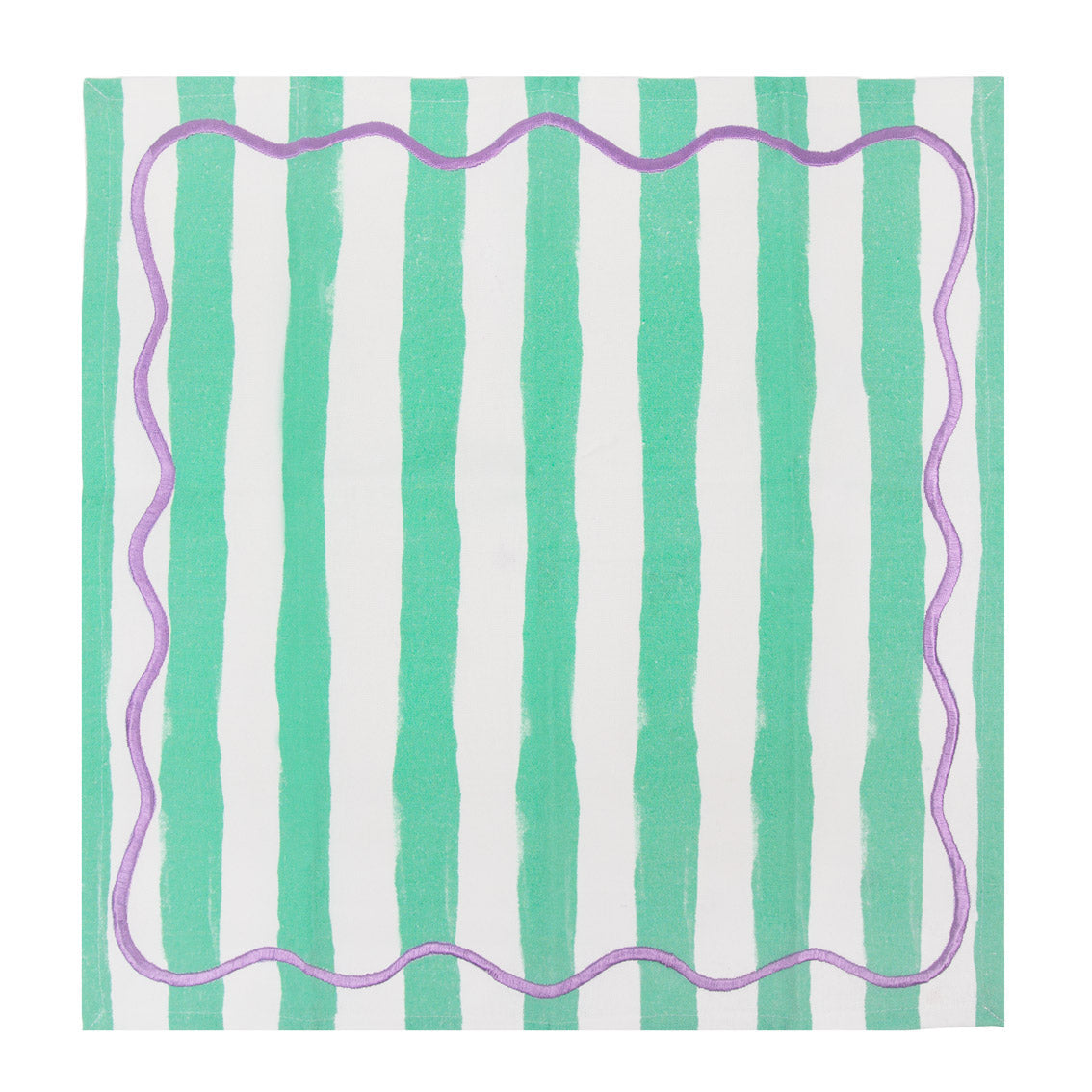 Pink & Green Striped Cotton Napkins - 4 pack