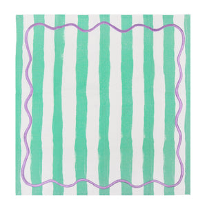 Pink & Green Striped Cotton Napkins - 4 pack