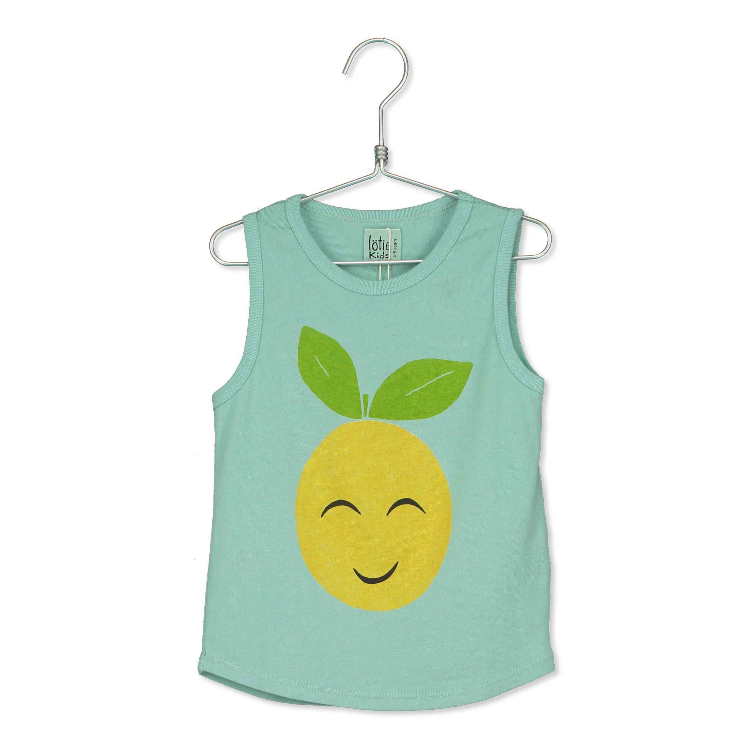 Lötie Kids Smiley Grapefruit Tank Top in Seagreen