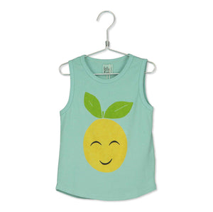 Lötie Kids Smiley Grapefruit Tank Top in Seagreen