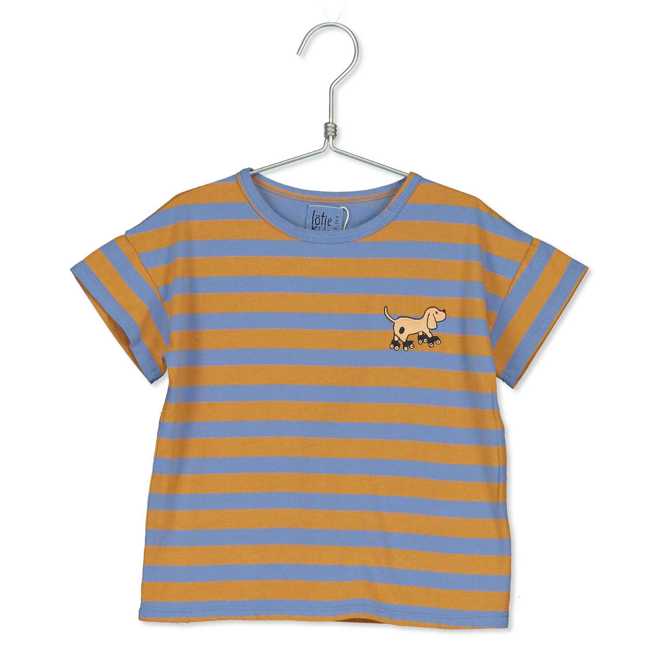 Lötie Kids Stripes & Dog T-Shirt in Blue