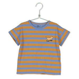 Lötie Kids Stripes & Dog T-Shirt in Blue