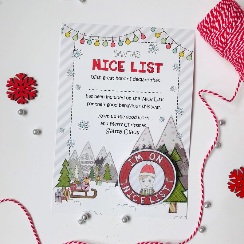Flossy Teacake Christmas Nice List Badge & Certificate