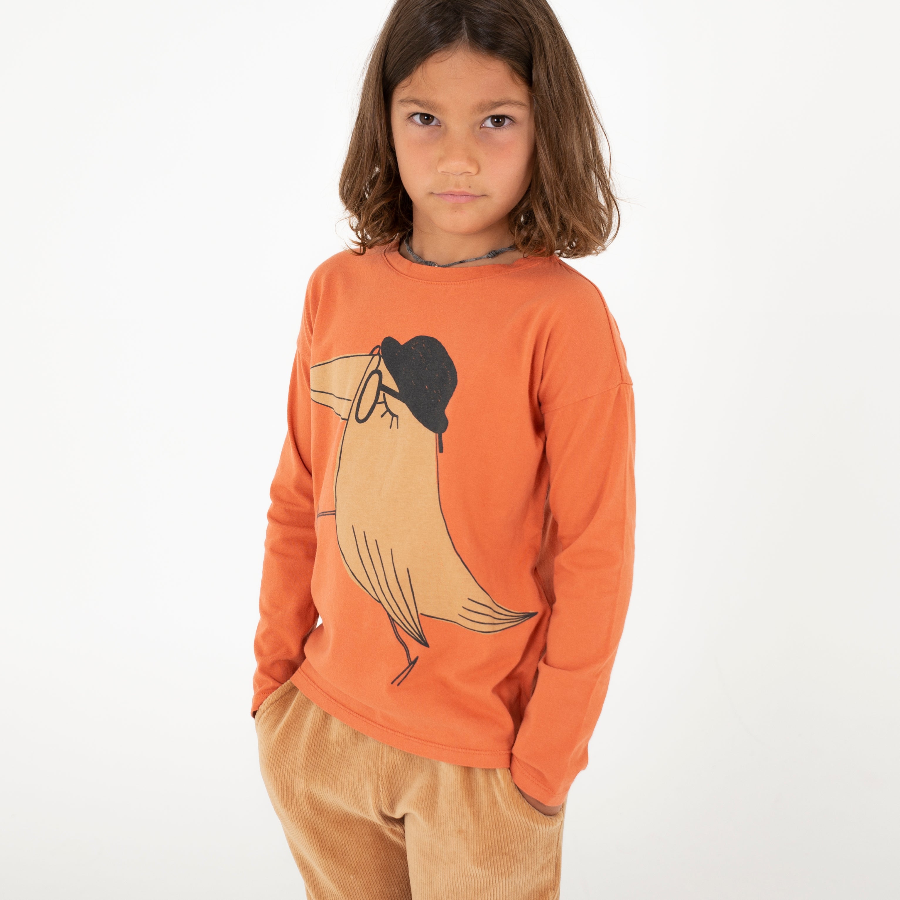 Lötie Kids - Bird Hats Long Sleeve in Dusty Orange