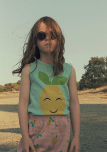 Lötie Kids Smiley Grapefruit Tank Top in Seagreen