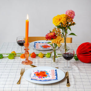 Orange Glass Candlestick Holder