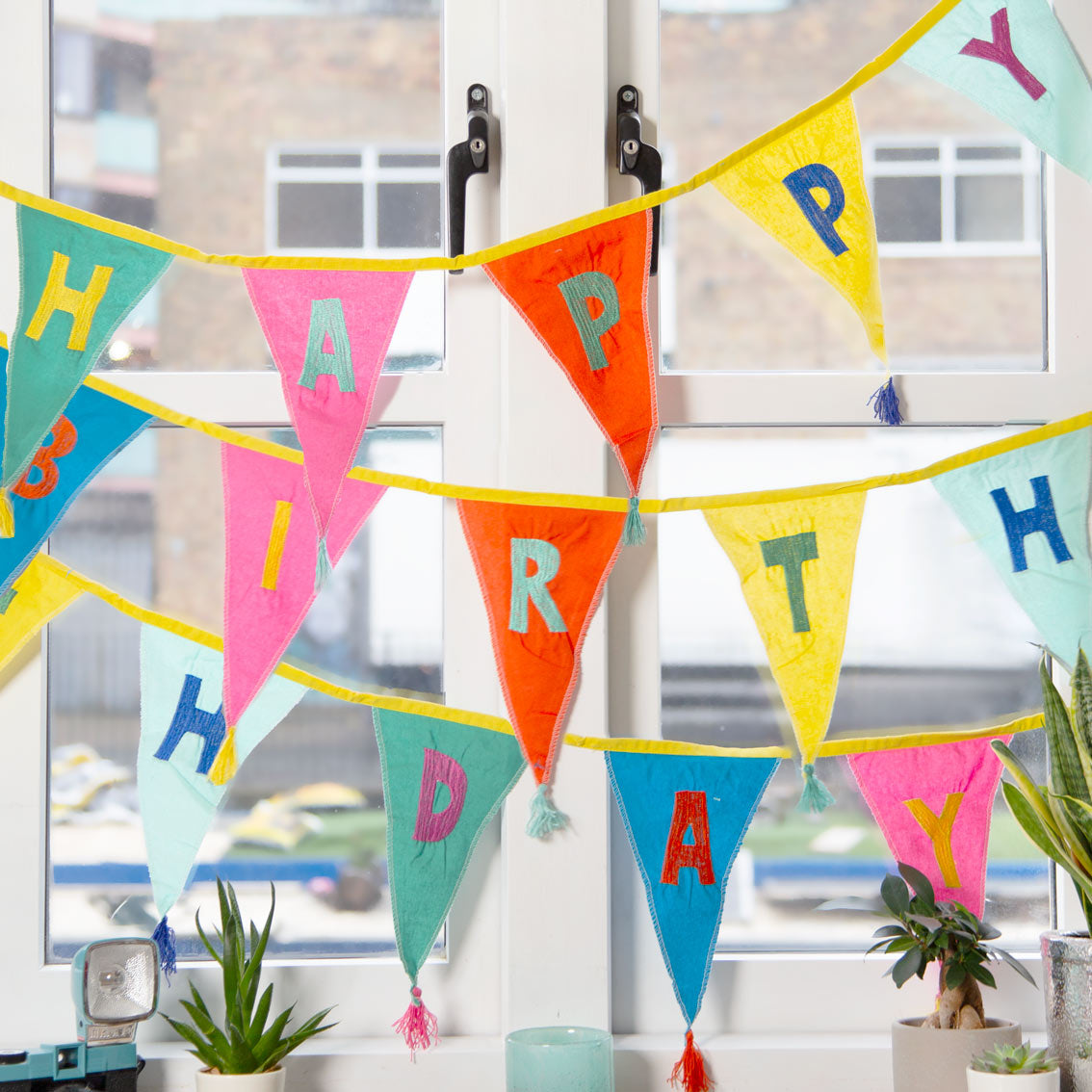 Rainbow ‘Happy Birthday’ Fabric Bunting, 3m