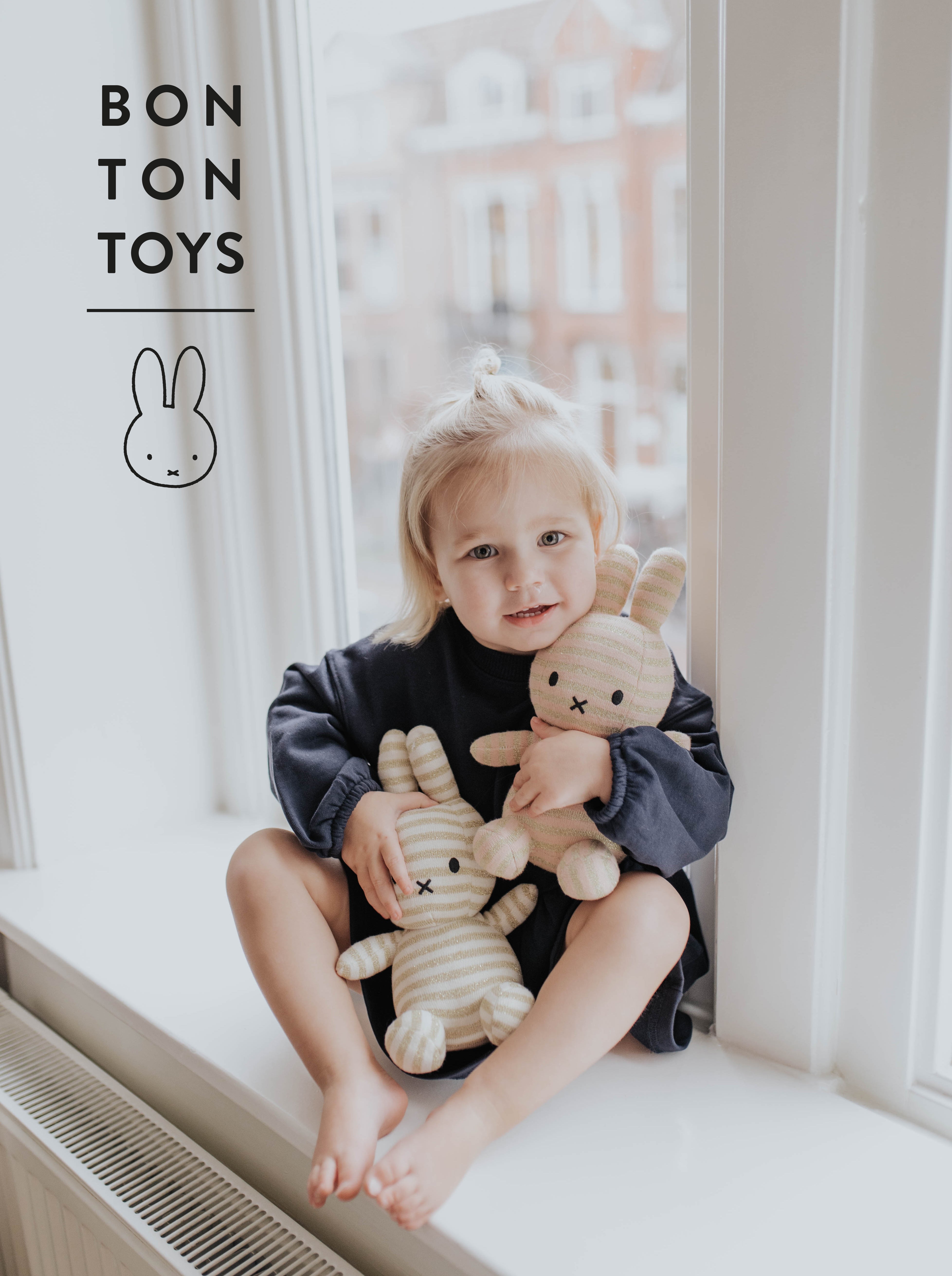 Miffy Organic Cotton in Striped Cream & Gold -23cm