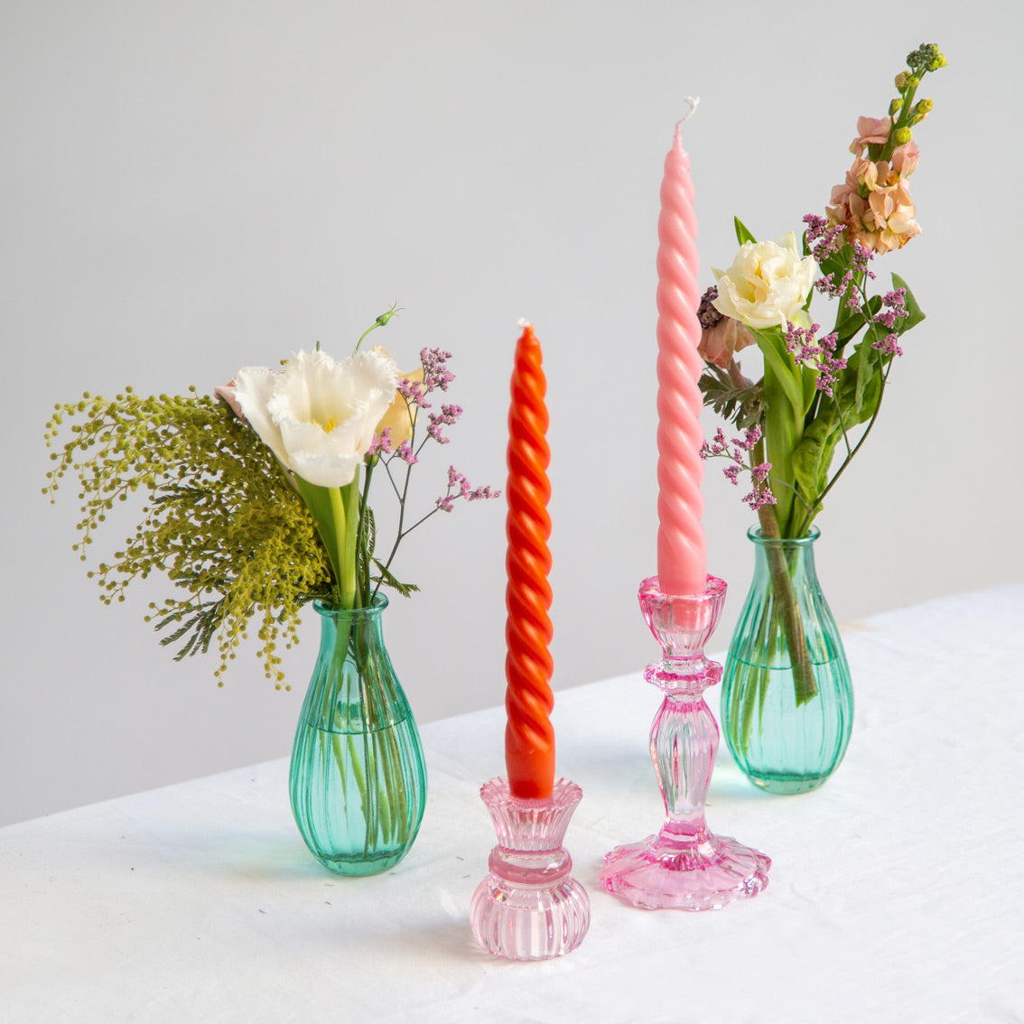 Warm Coloured Spiral Candles - 4 Pack