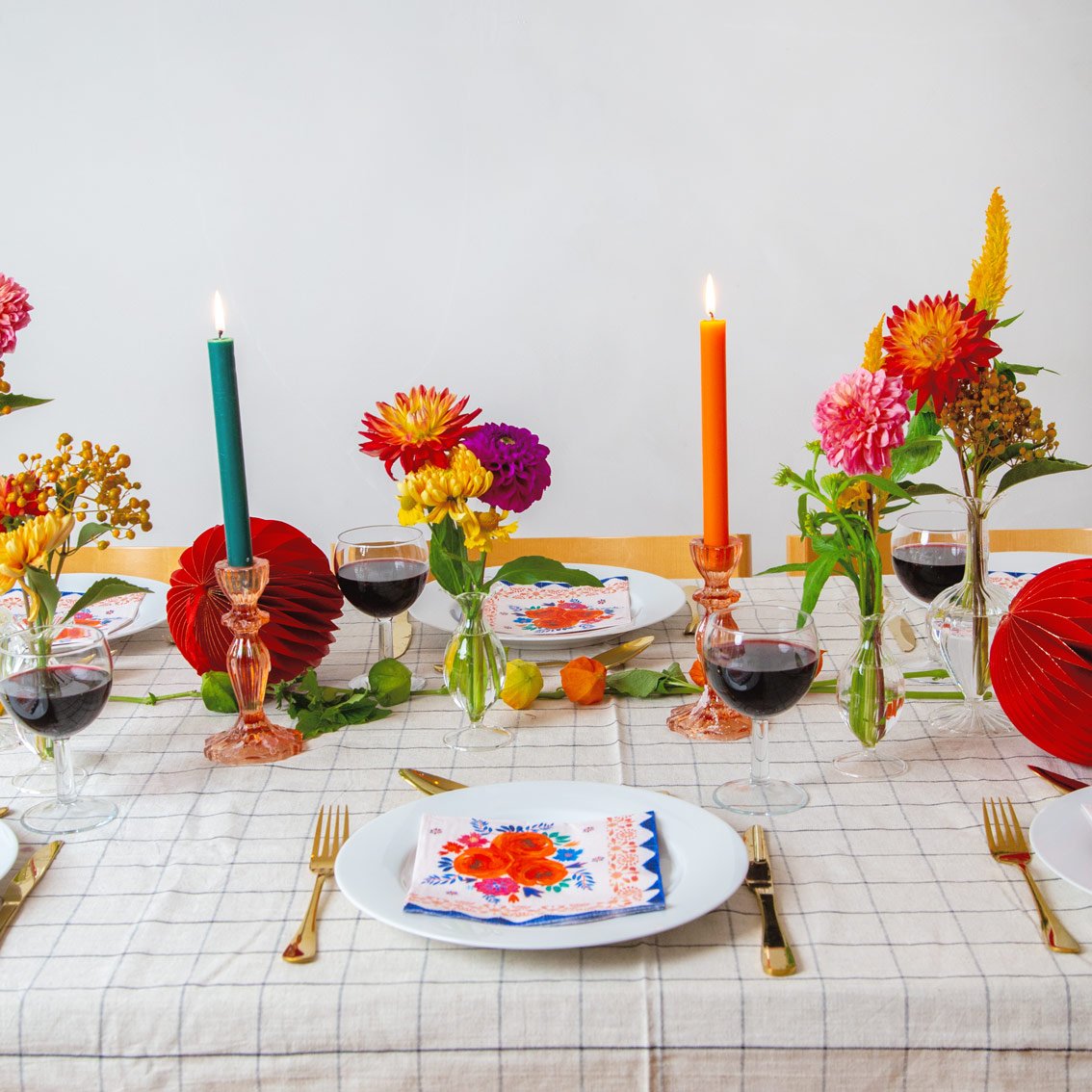 Orange Glass Candlestick Holder