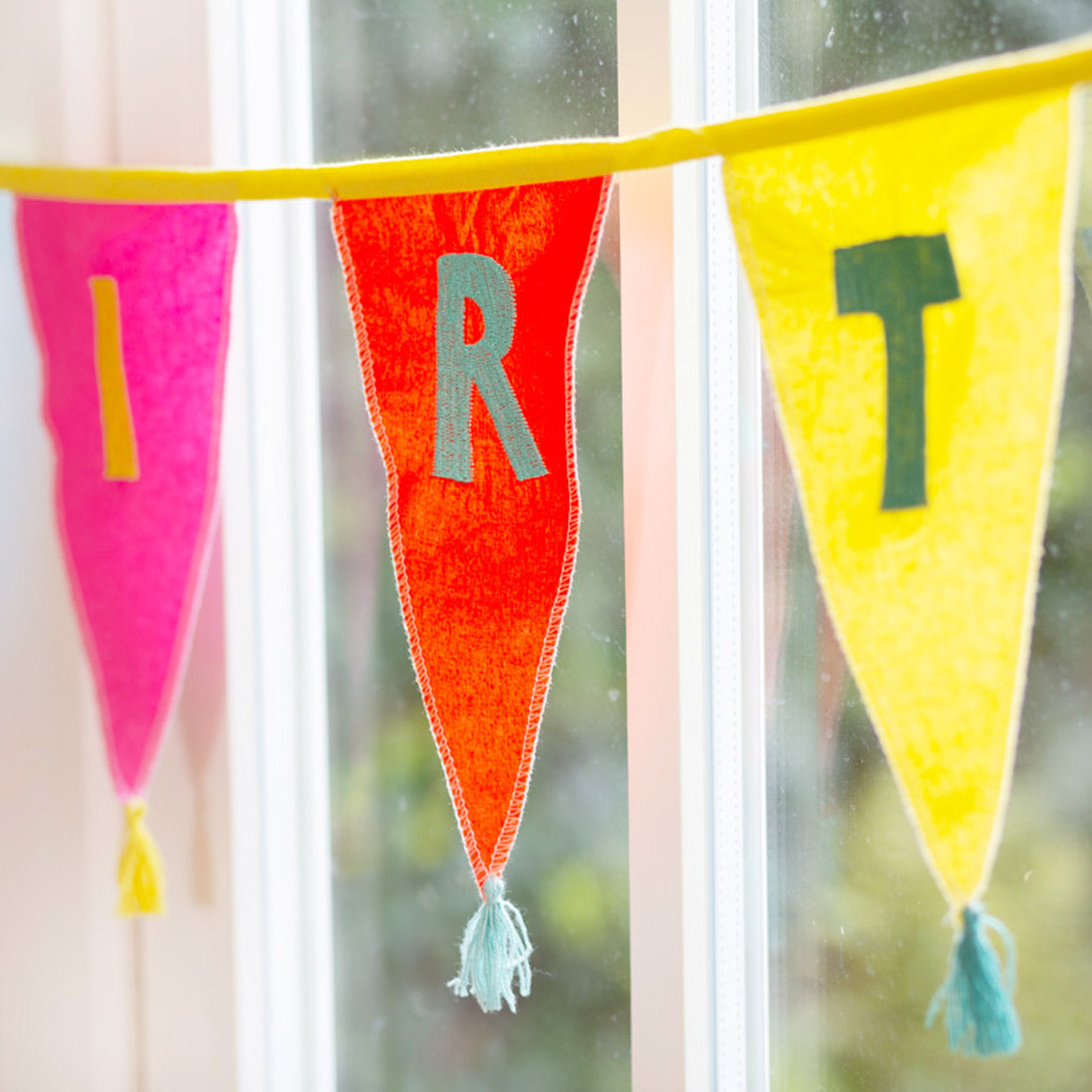 Rainbow ‘Happy Birthday’ Fabric Bunting, 3m