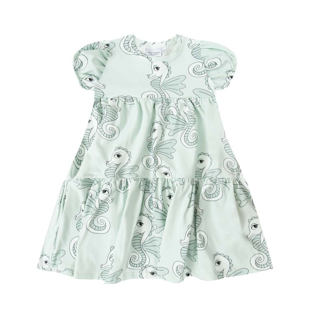 Dear Sophie - Seahorse Puff Dress in Mint