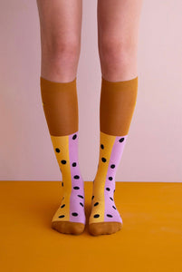 Knee High Socks - Black Freckles, Pirate Purple & Retro Yellow