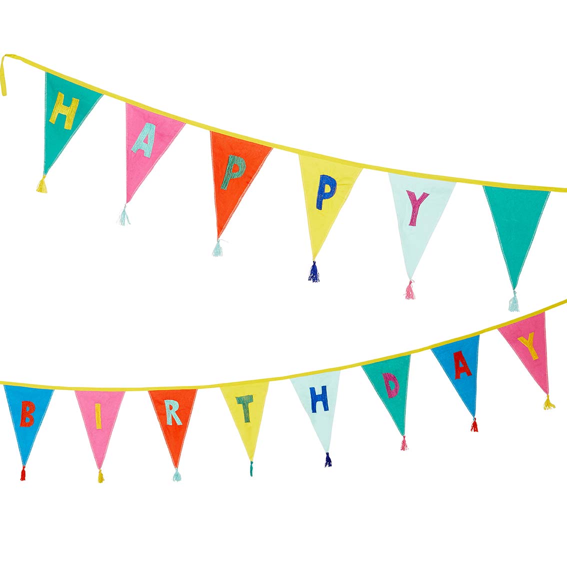 Rainbow ‘Happy Birthday’ Fabric Bunting, 3m